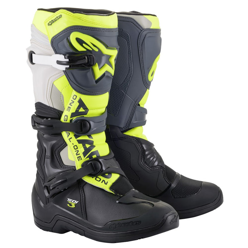 Tech-3 MX Boots Black/Cool Gray/Yellow Fluoro 14