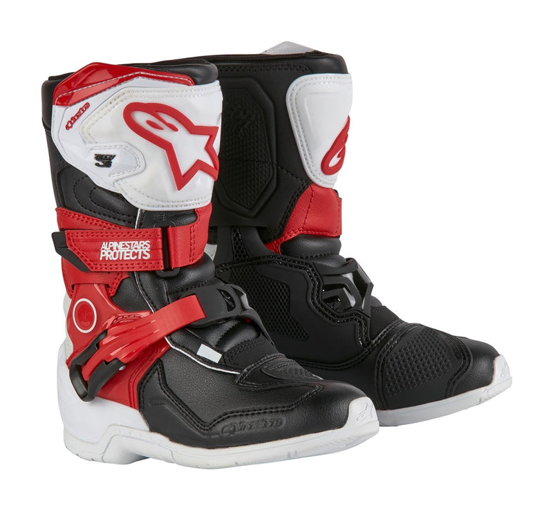 Tech-3S Kids MX Boots White/Black/Bright Red 12