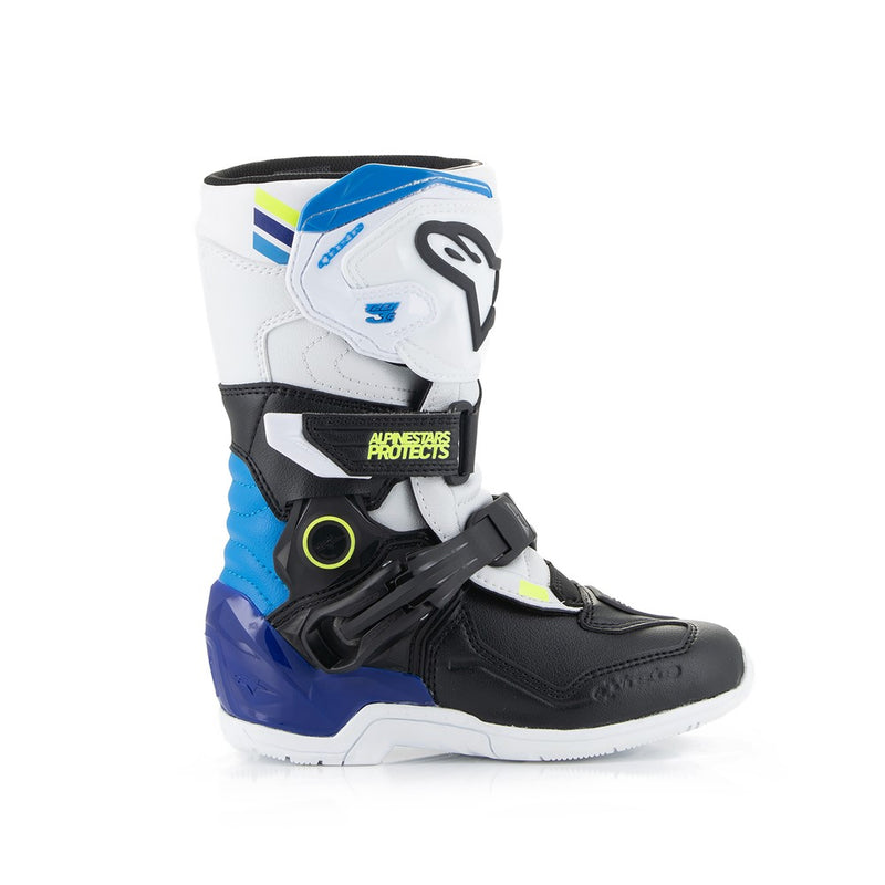 Tech-3S Kids MX Boots White/Black/Enamel Blue 12