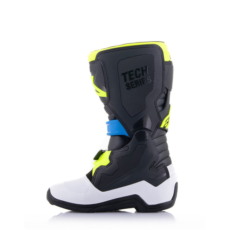 Tech-7S Youth MX Boots Black/Enamel Blue/Yellow Fluoro 7