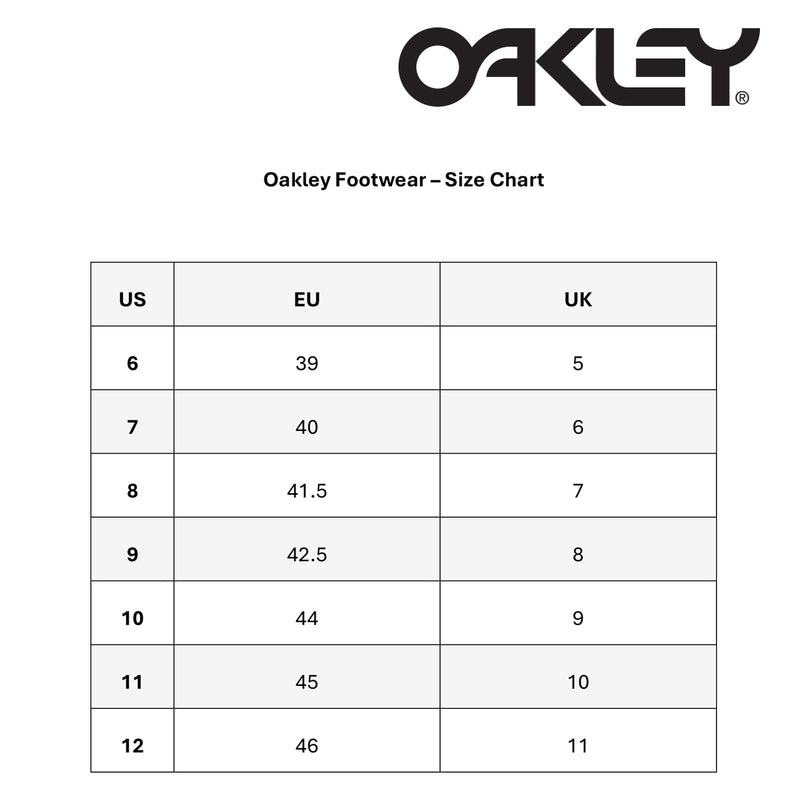 Oakley Footwear size chart