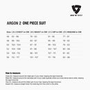 Size chart for REVIT Argon 2 One Piece Suit