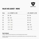 Size chart for REVIT Valve H2O Jacket - Mens