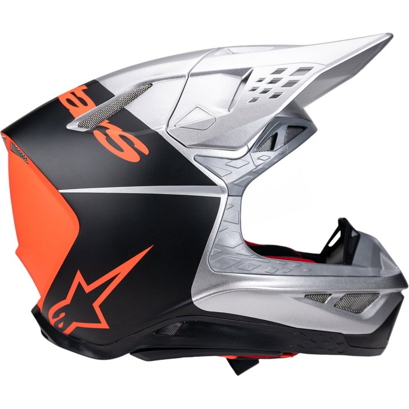 Supertech S-M10 Helmet Flood Silver/Black/Orange Fluoro Matte/Gloss L