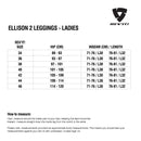 Size chart REVIT Ellison 2 Ladies Leggings