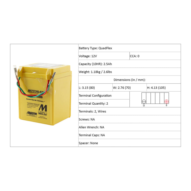 Motobatt QuadFlex Battery MB2.5U (10pcs/ctn) - Indent