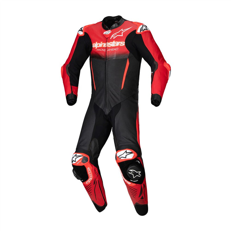 GP-R7 1Pc Leather Suit Black/Mid Red 56