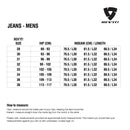 Size chart for REVIT Jeans - Mens