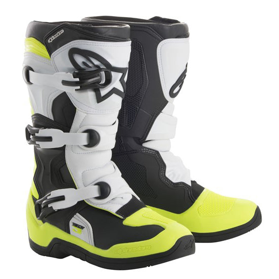 Tech-3S Youth MX Boots Black/White/Yellow Fluoro 2