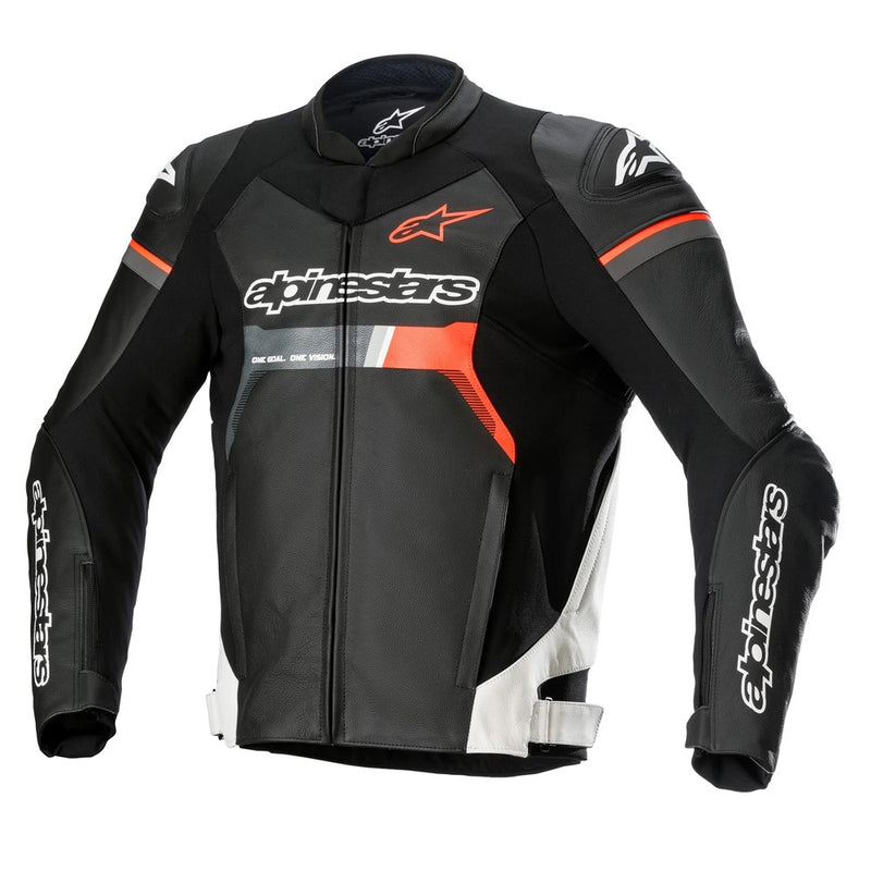 GP Force Leather Jacket Black/White/Red Fluoro 52