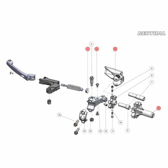 RE-LV-128 - Renthal GREY shroud kit for RE-LV-111 Clutch Gen2 IntelliLever parts 1, 3, 4 and 8