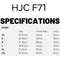 HJC F71 Sizing