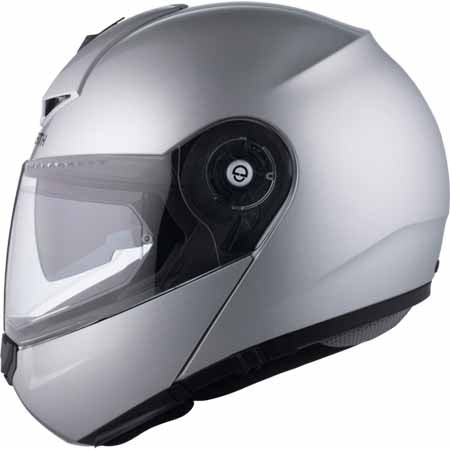 SCH-C3PR-601-xxx - The SCHUBERTH C3 Pro Flip Front Helmet (pictured in Gloss Silver) has been specially designed for the riding posture on normal and sportive tours and also remains stable in the airflow at high speeds (>160 km/h)